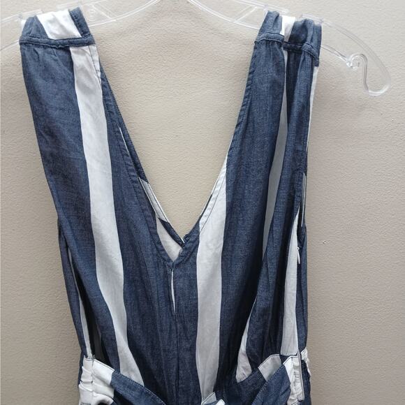 Roxy Jumpsuit with Belt Striped Wide Leg Blue & White Size XS Vacation Beach - Picture 8 of 14